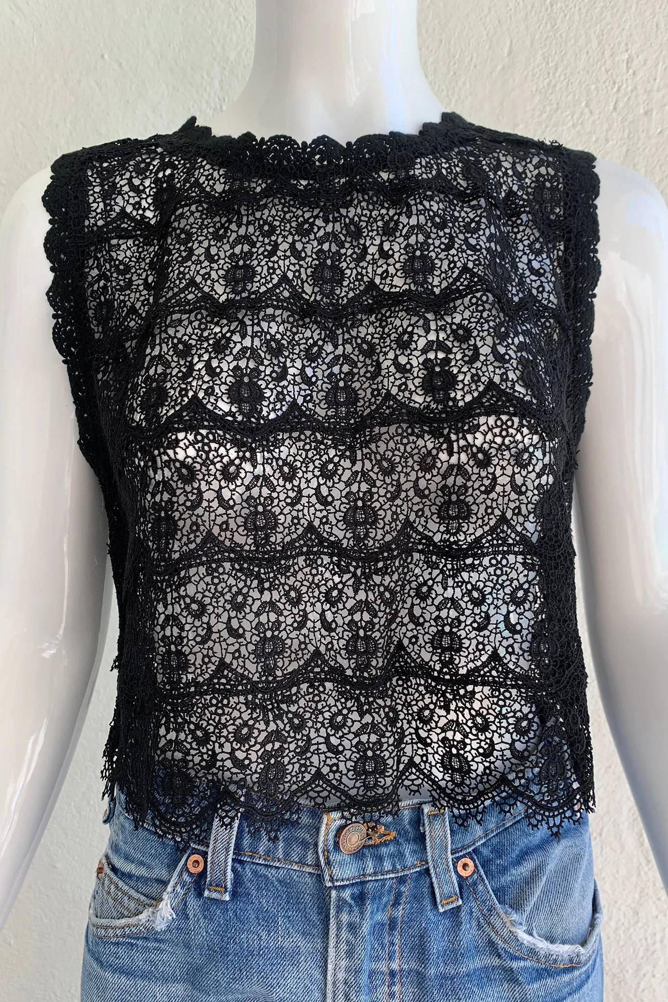 Black Crochet Lace Shell