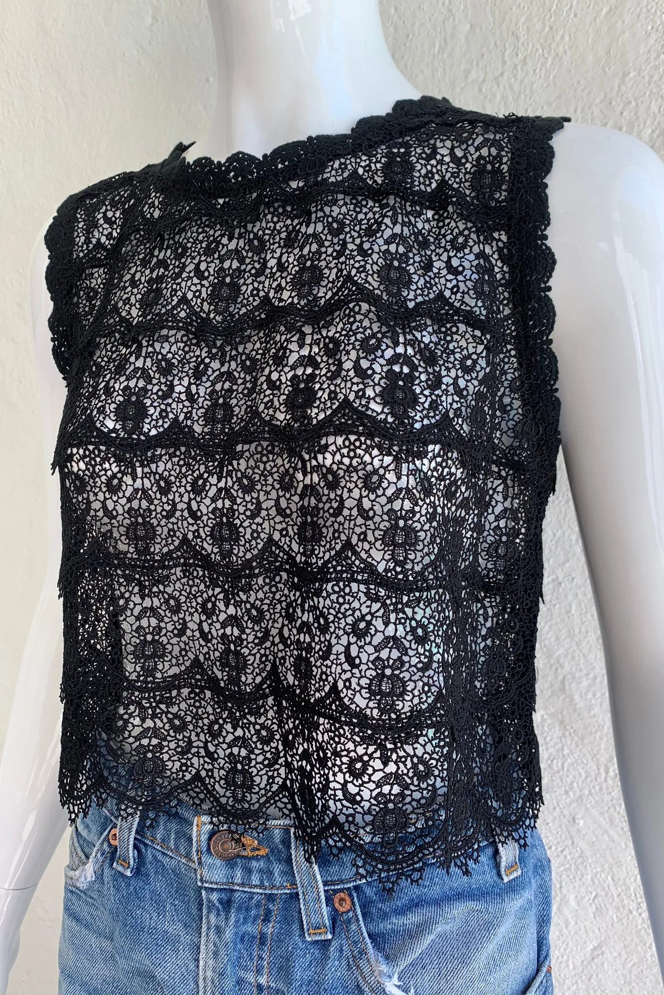 Black Crochet Lace Shell