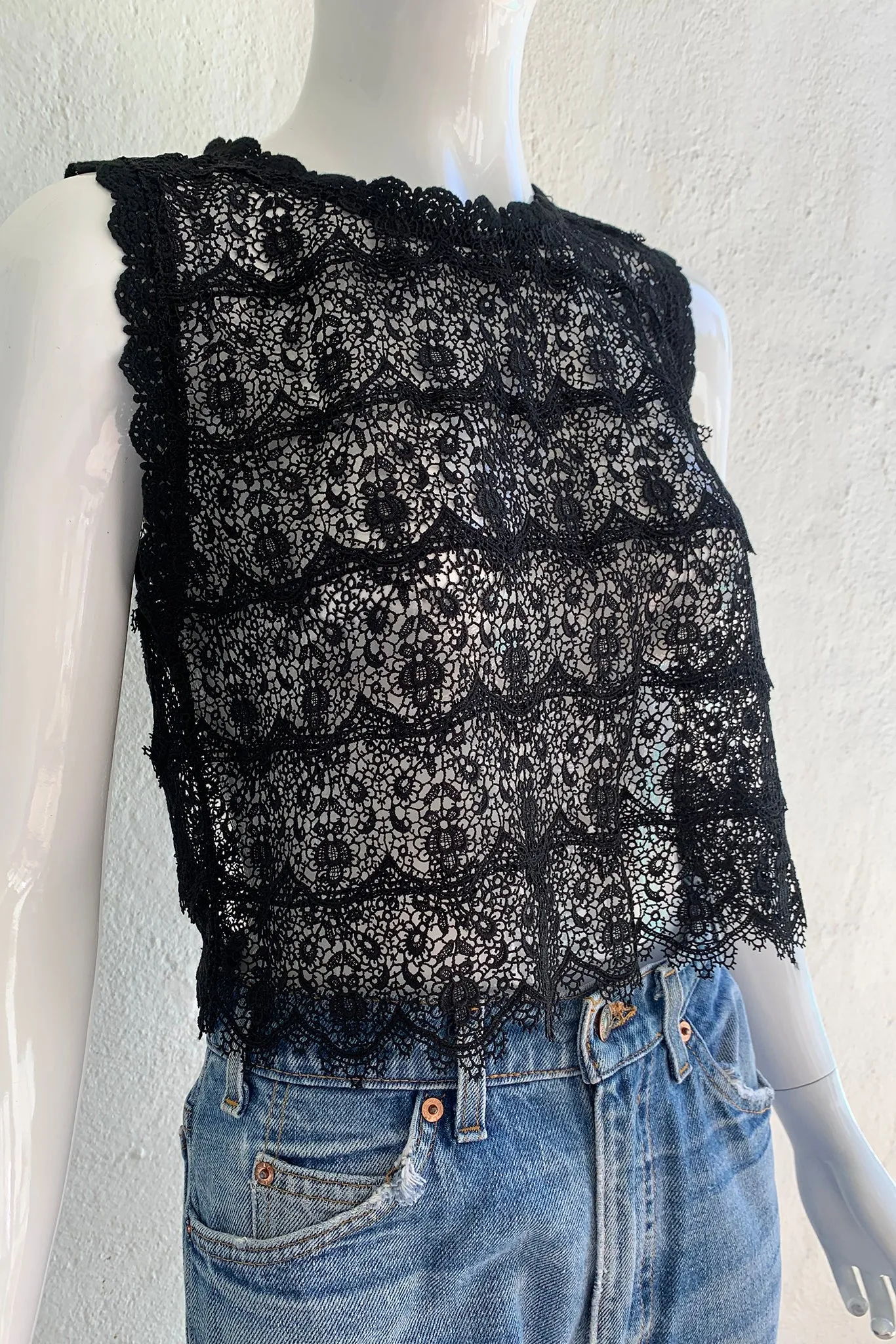 Black Crochet Lace Shell