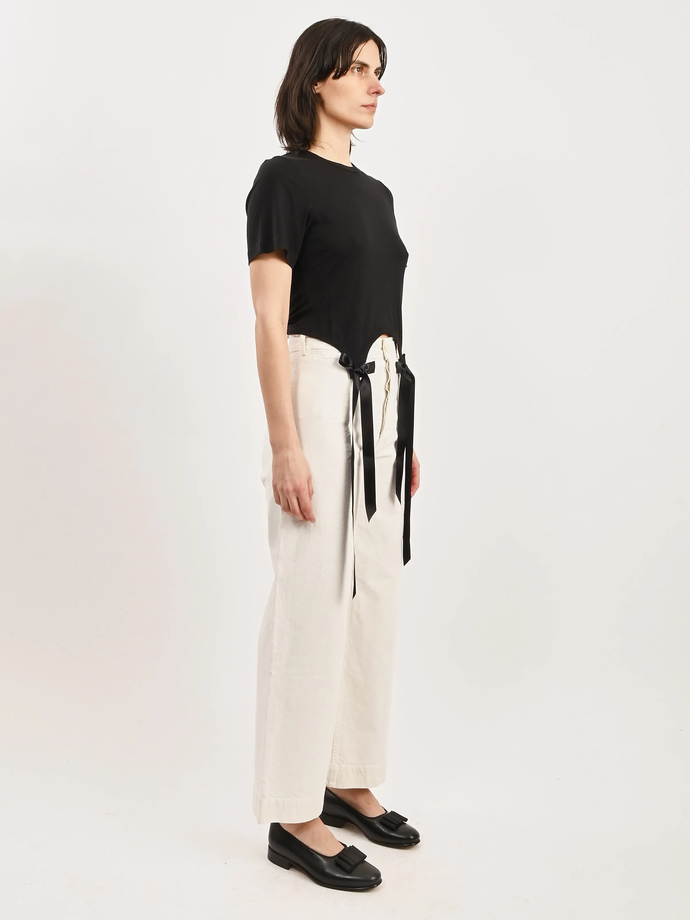 Black Easy S/S T-Shirt W/Bow Tails
