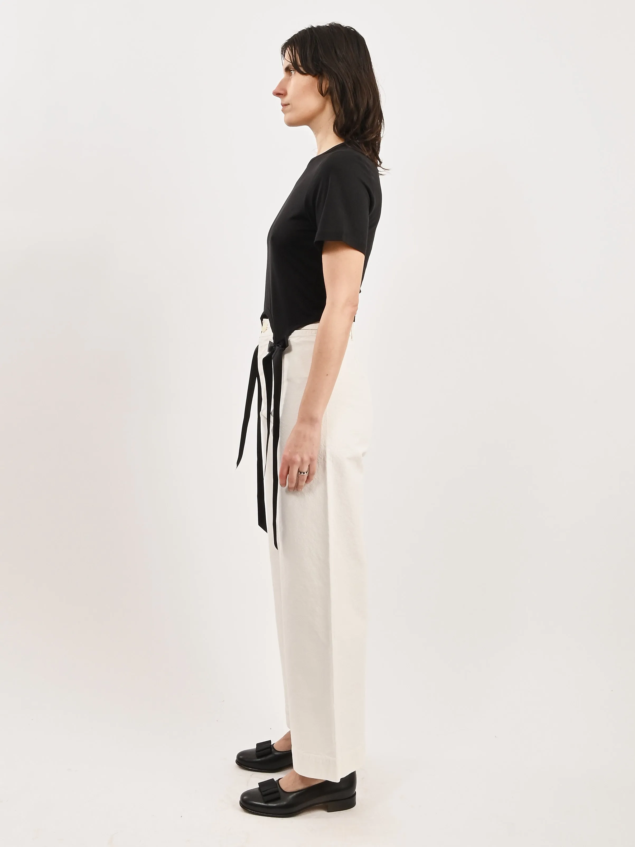 Black Easy S/S T-Shirt W/Bow Tails