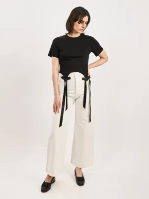 Black Easy S/S T-Shirt W/Bow Tails