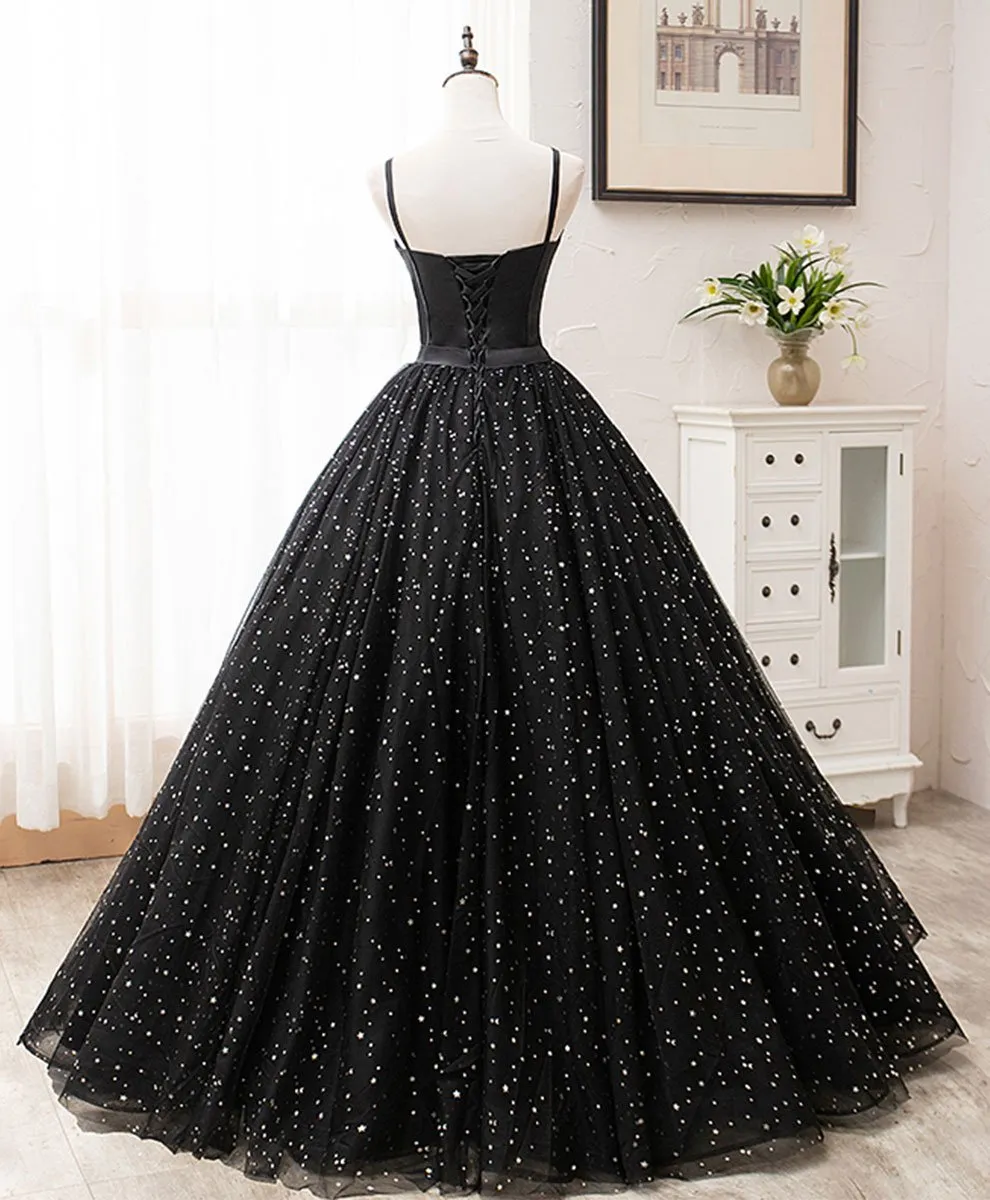 Black Gorgeous Sweetheart Straps Ball Gown Formal Dress, Black Party Dress