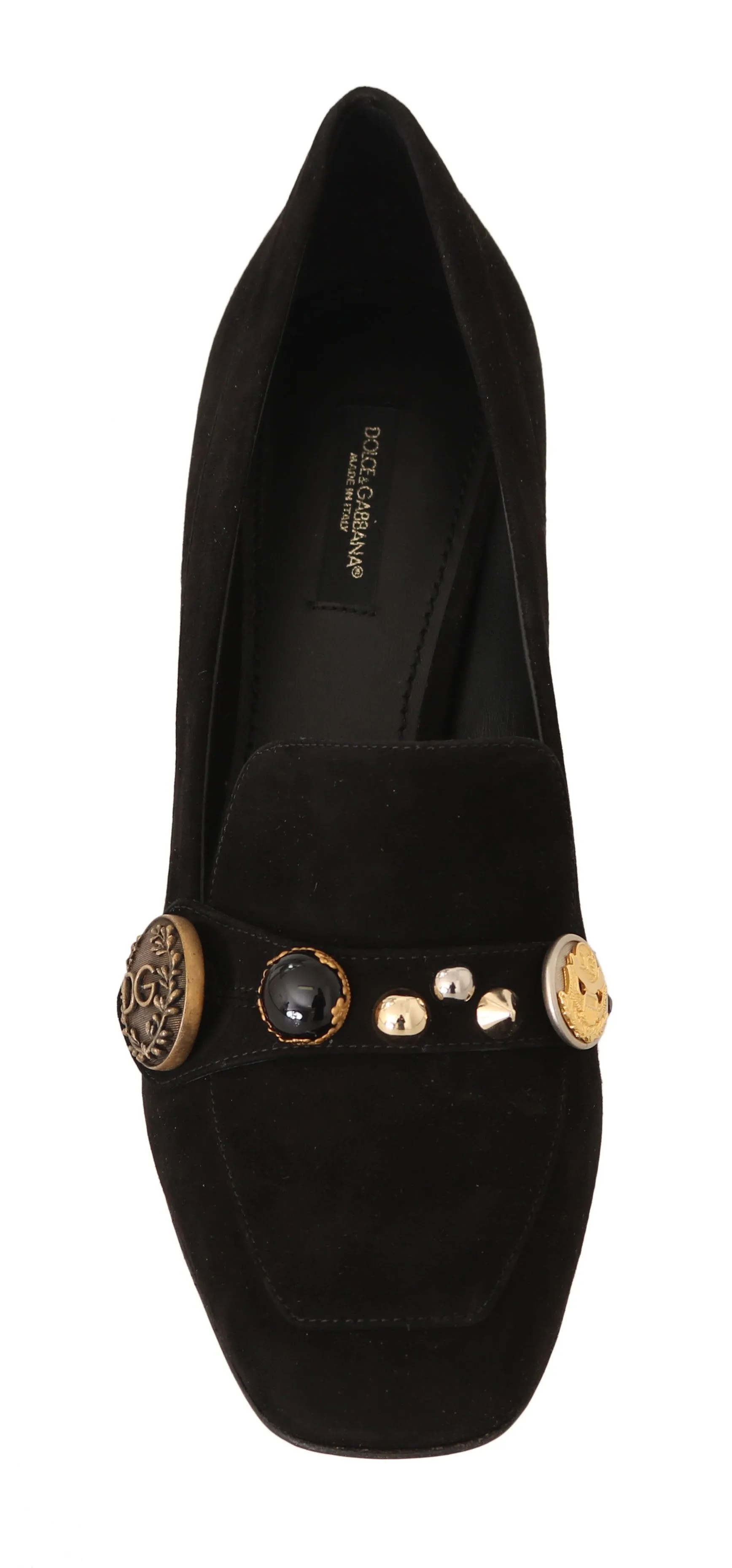 Black Suede Leather Pumps Studded