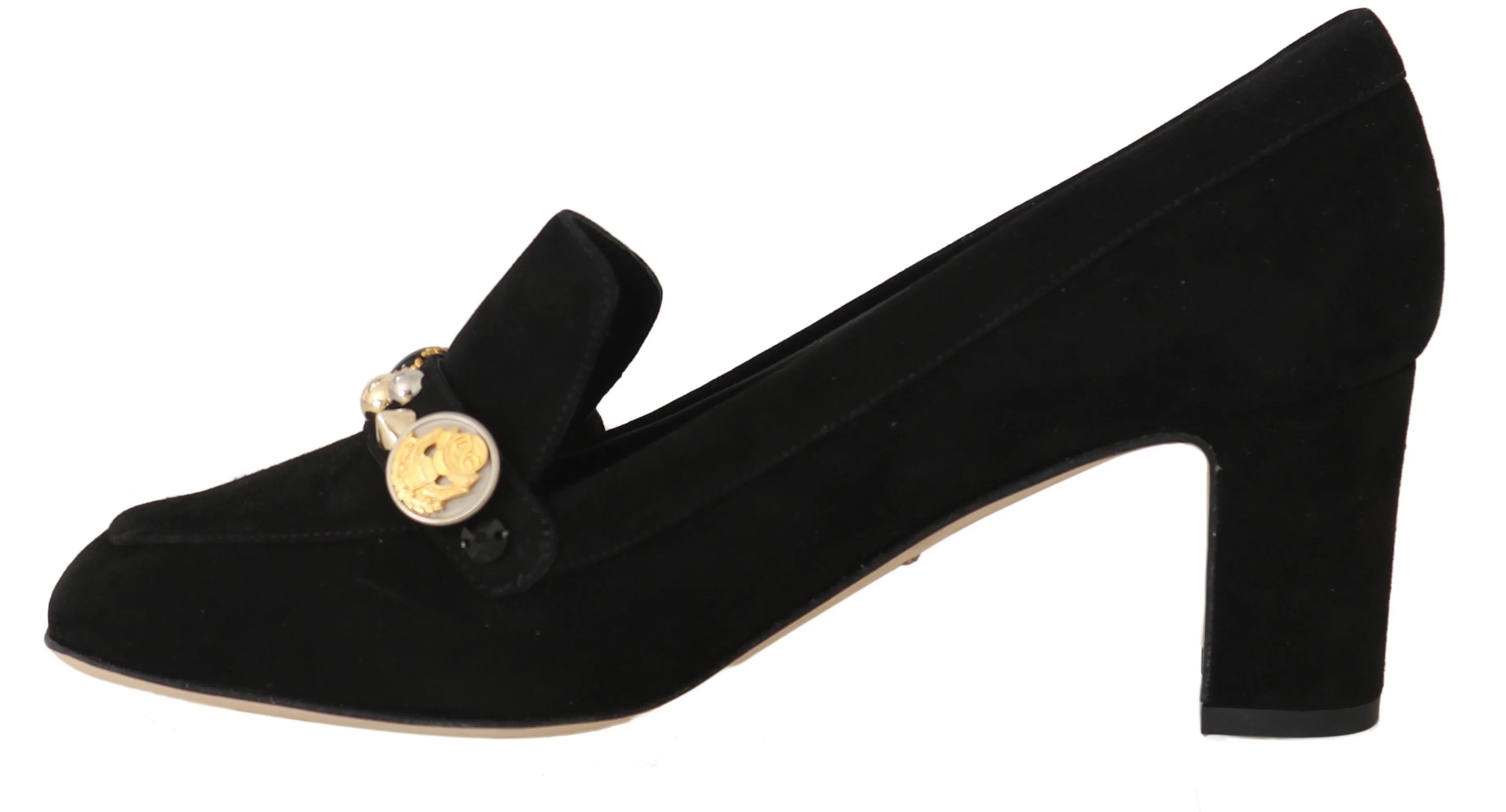 Black Suede Leather Pumps Studded