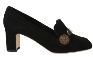Black Suede Leather Pumps Studded