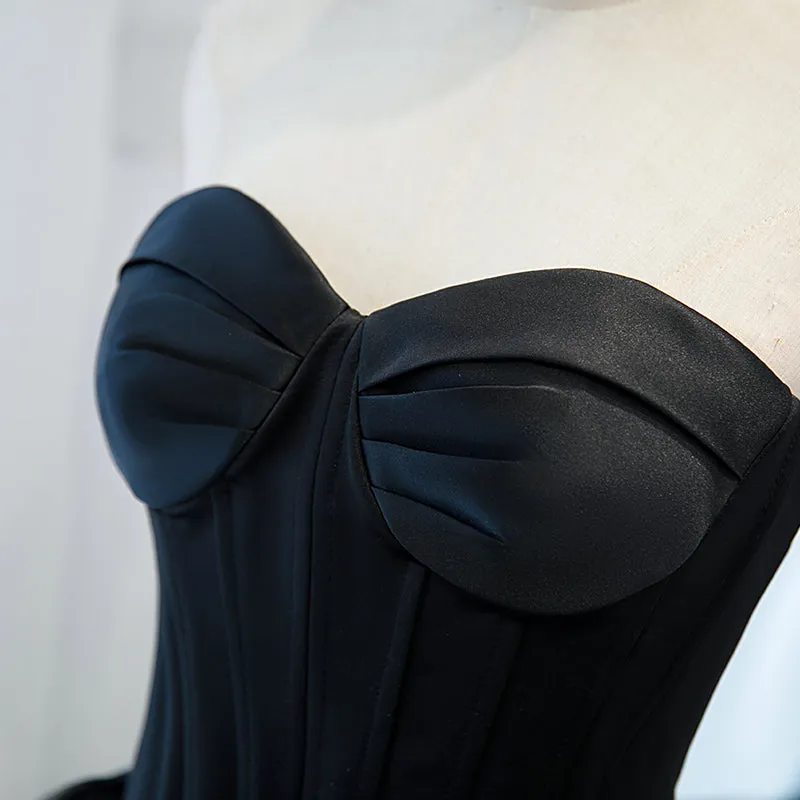 Black Sweetheart Tulle Long Evening Dress, Black Sweet 16 Gowns
