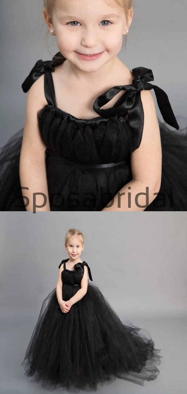 Black Tulle Cute Junior Lovely Custom Flower Girl Dresse, FG133