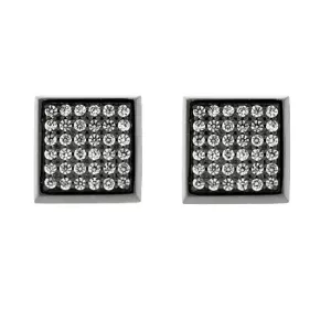 Blackened 18k White Gold Diamond Earrings Large Cuadrado