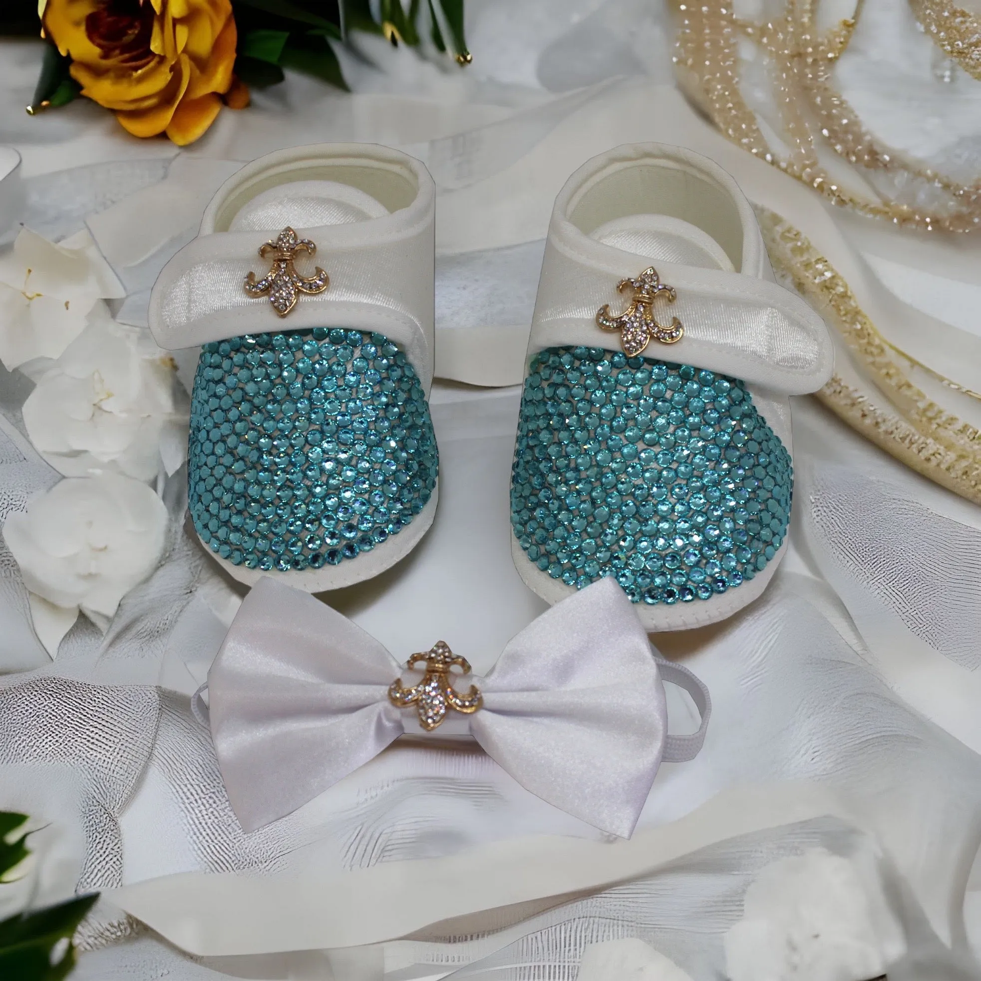 Bling Baby Boy Shoes and Bow Tie