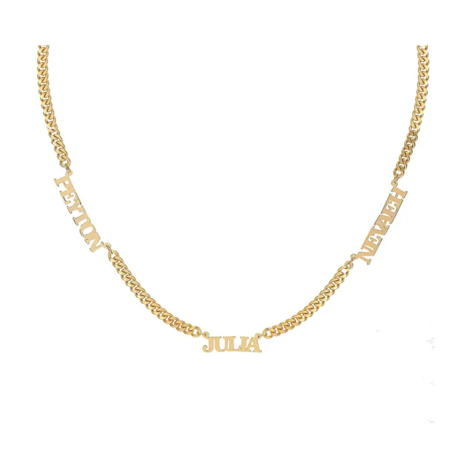 Block Name Necklace on Cuban Chain