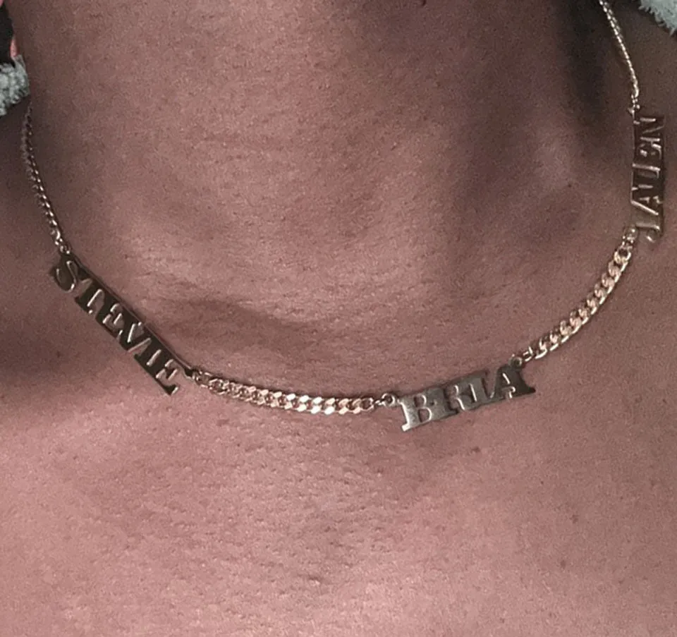 Block Name Necklace on Cuban Chain