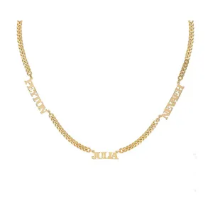 Block Name Necklace on Cuban Chain