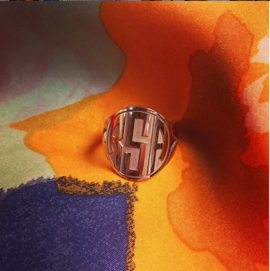 Block Recessed Monogram Ring