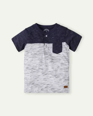 Blue Color Block Henley