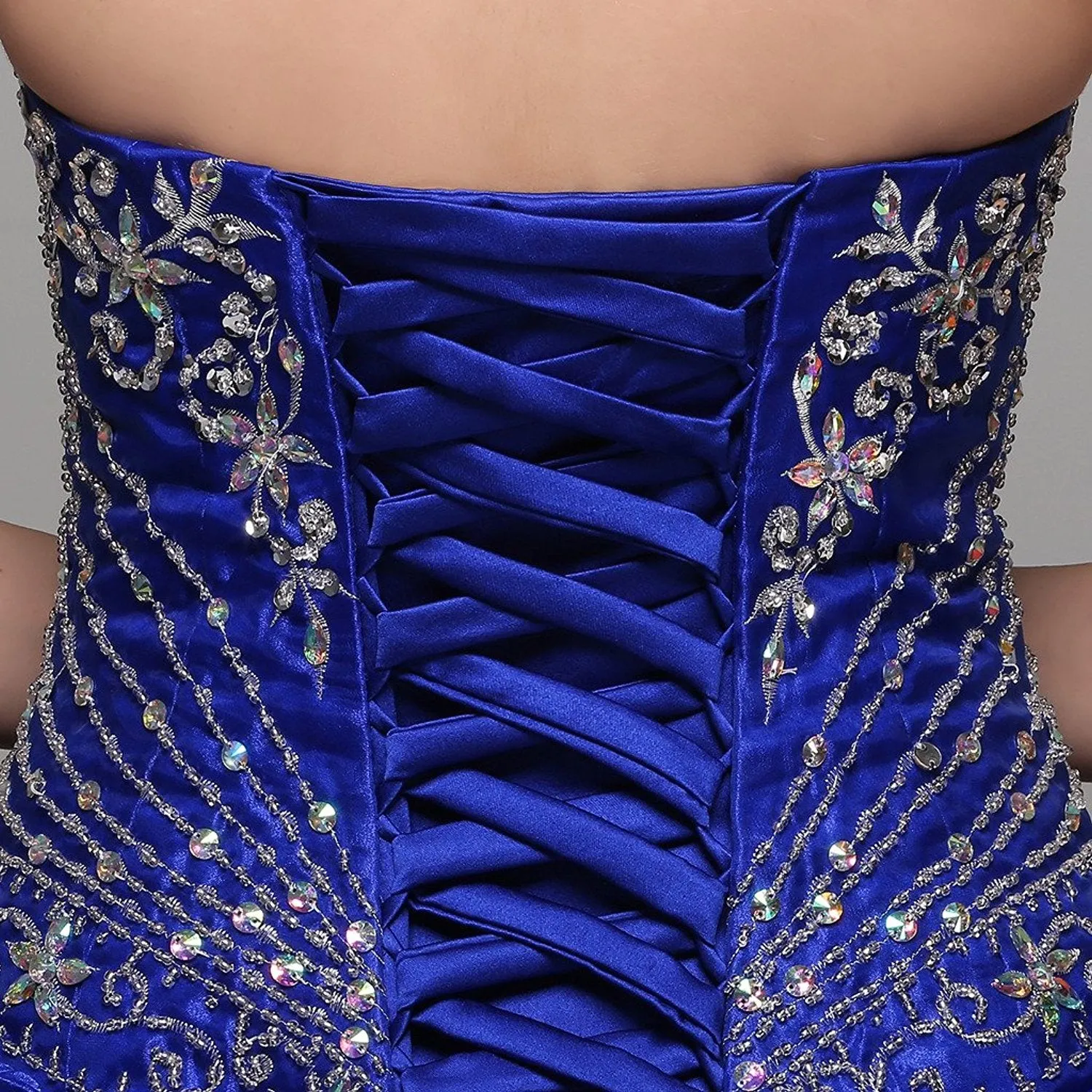 Blue Lace Up Pageant Quinceanera Dress