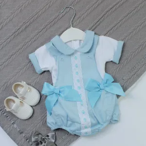 Blue Luxury Bow Romper & Shirt