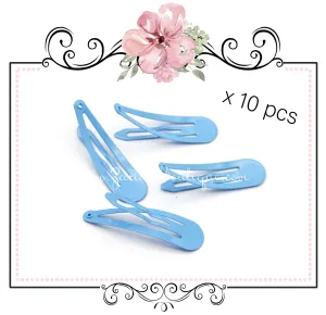 Blue Snap Hair Clips x 10
