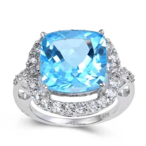 Blue Topaz Cushion Statement Ring