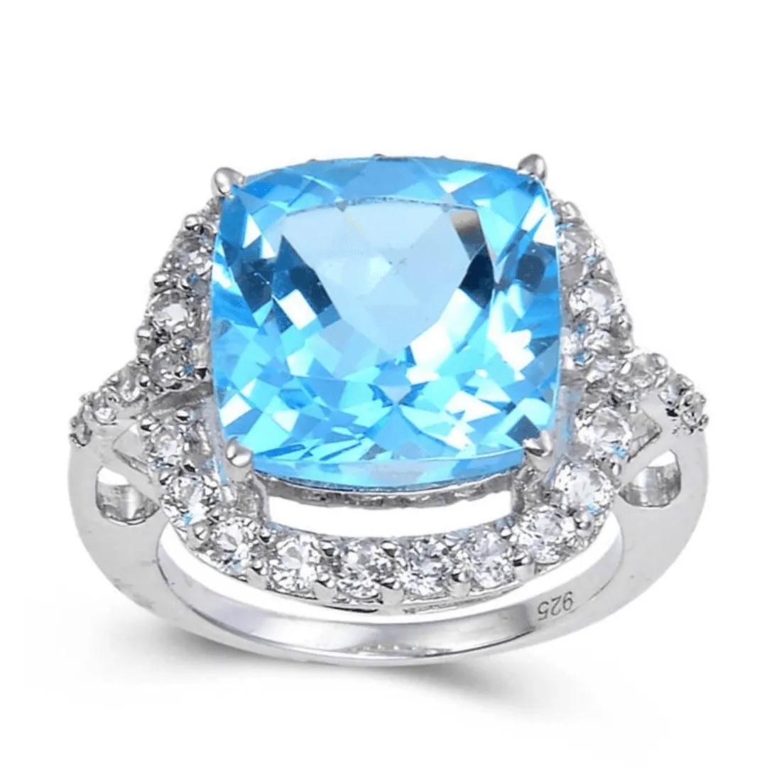 Blue Topaz Cushion Statement Ring