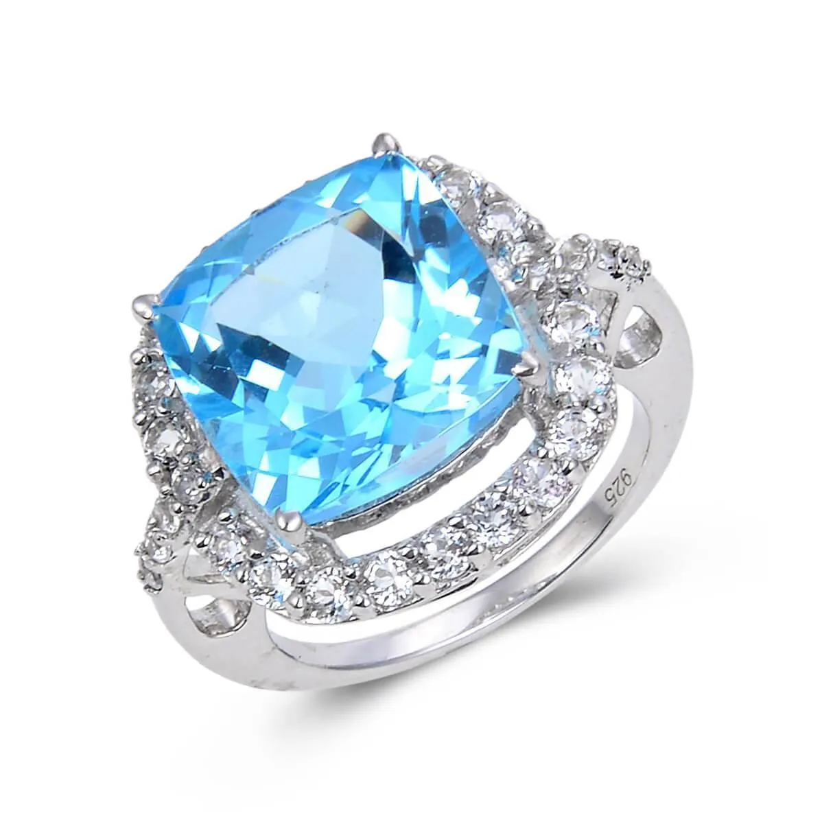 Blue Topaz Cushion Statement Ring