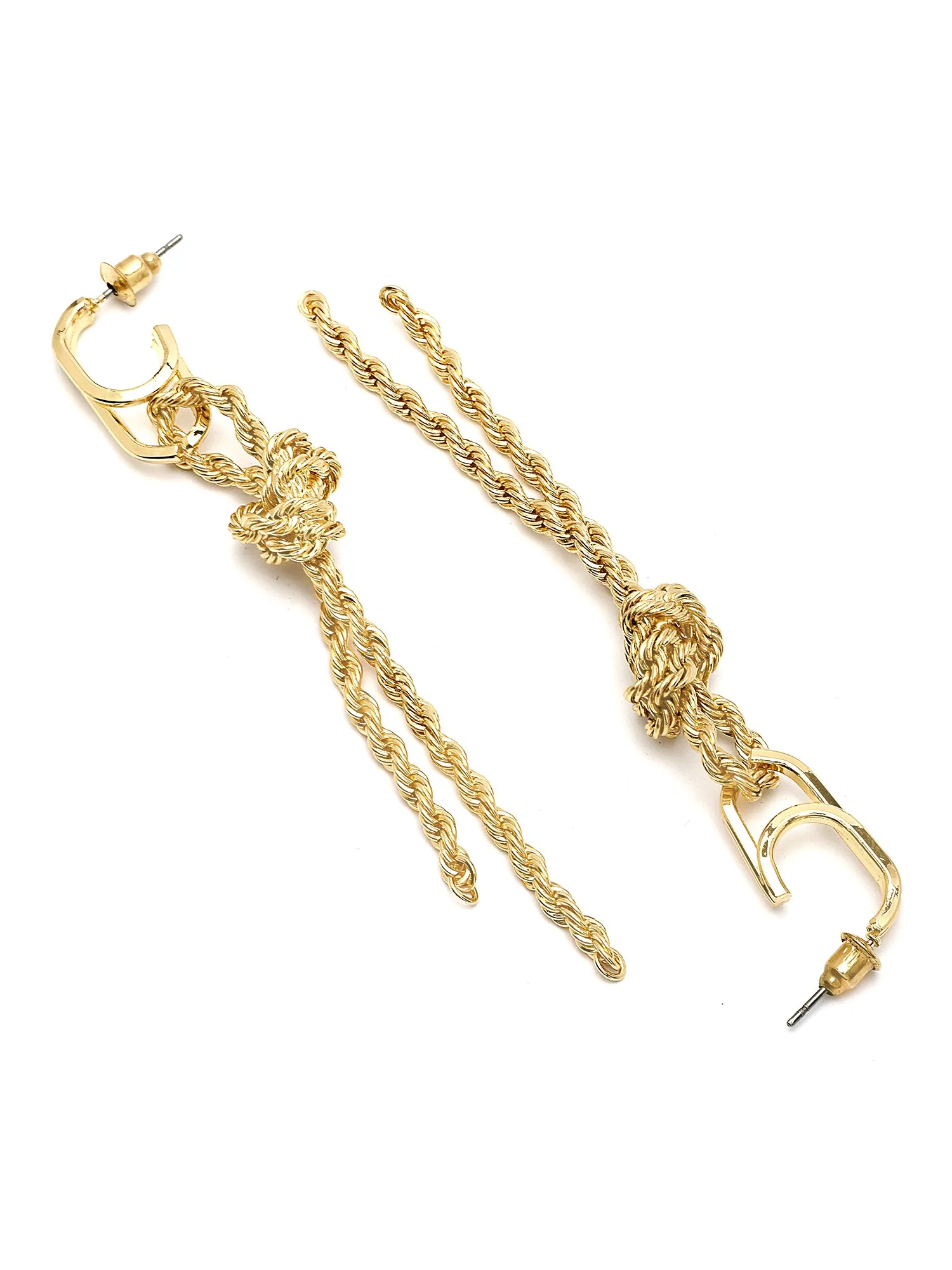 Bohey by KARATCART Gold Plated Chain Design Drop Earrings for Women