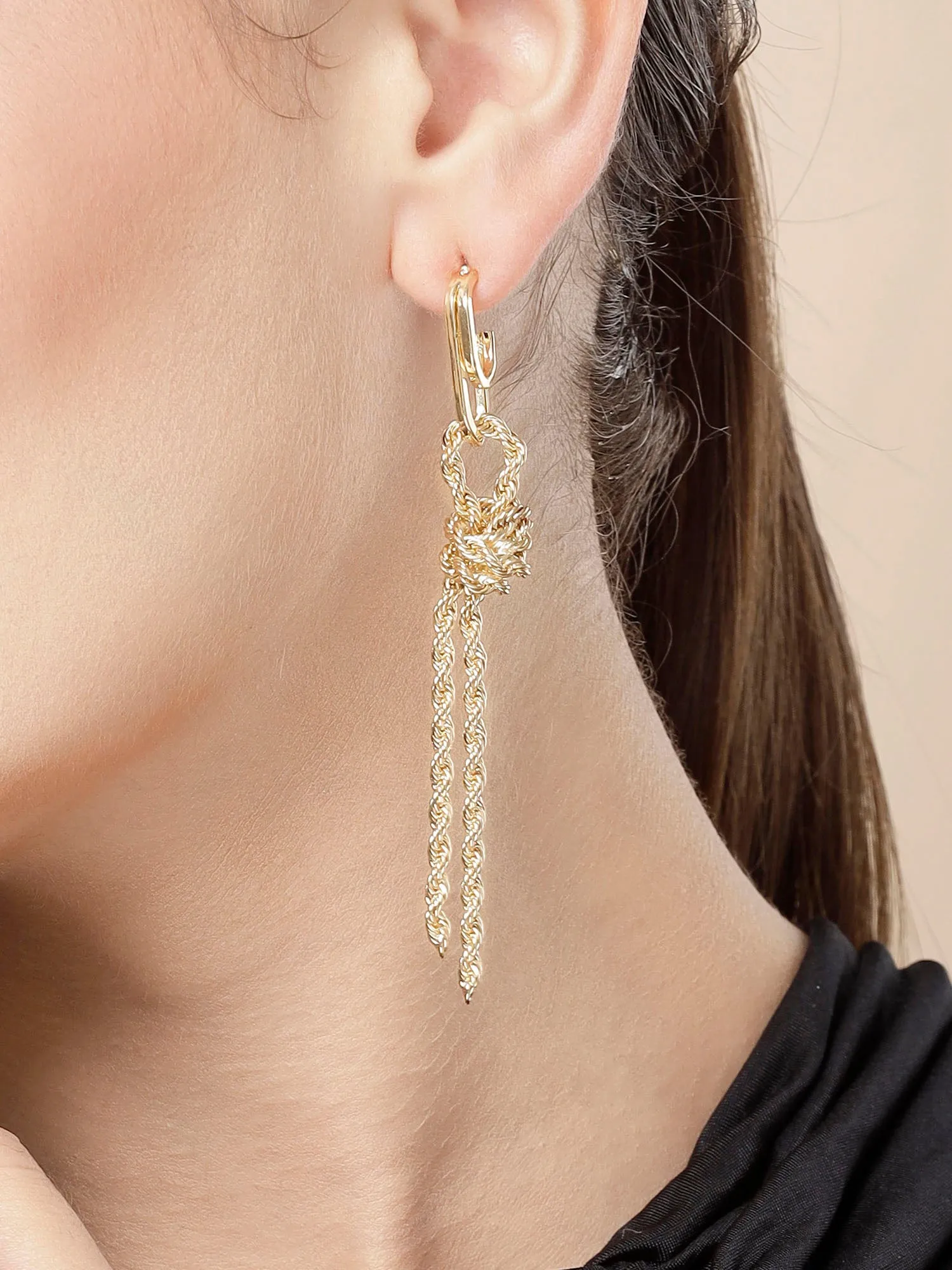 Bohey by KARATCART Gold Plated Chain Design Drop Earrings for Women