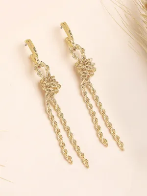 Bohey by KARATCART Gold Plated Chain Design Drop Earrings for Women