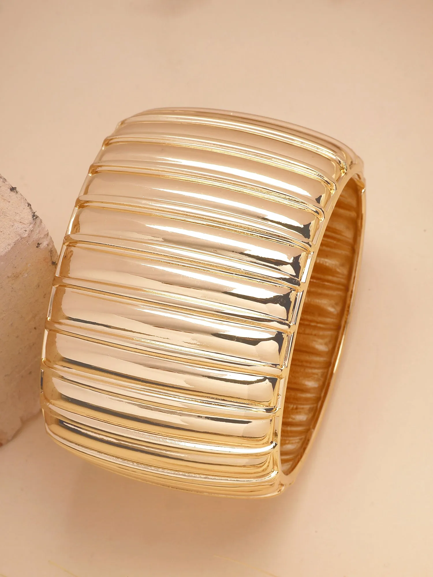 Bohey by KARATCART Gold Plated Designer Kada Bracelet for Women