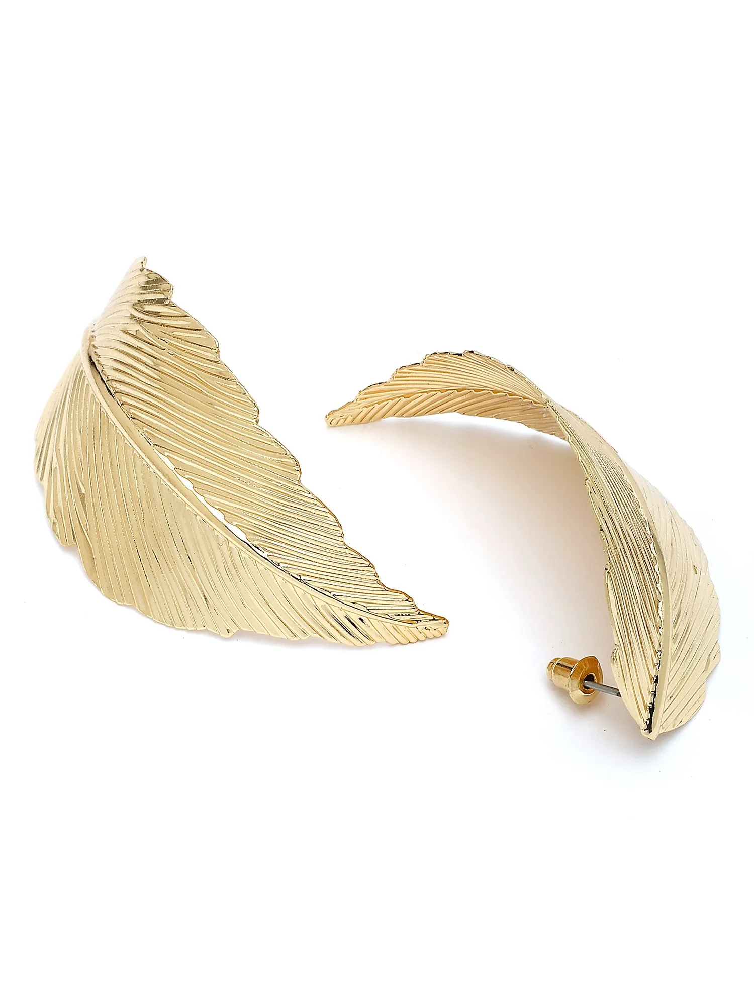 Bohey by KARATCART Gold Plated Leaf Design Drop Earrings for Women
