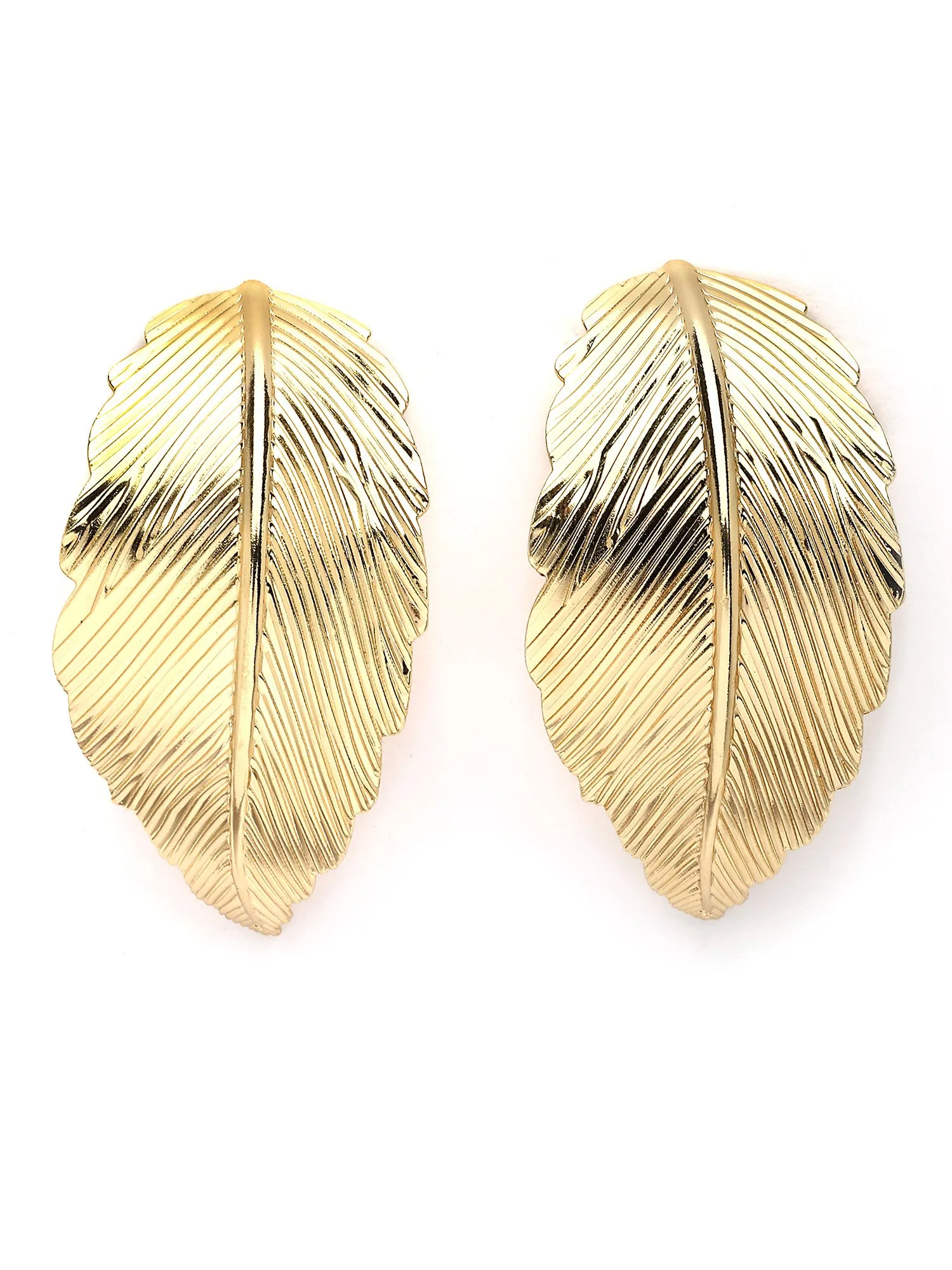 Bohey by KARATCART Gold Plated Leaf Design Drop Earrings for Women