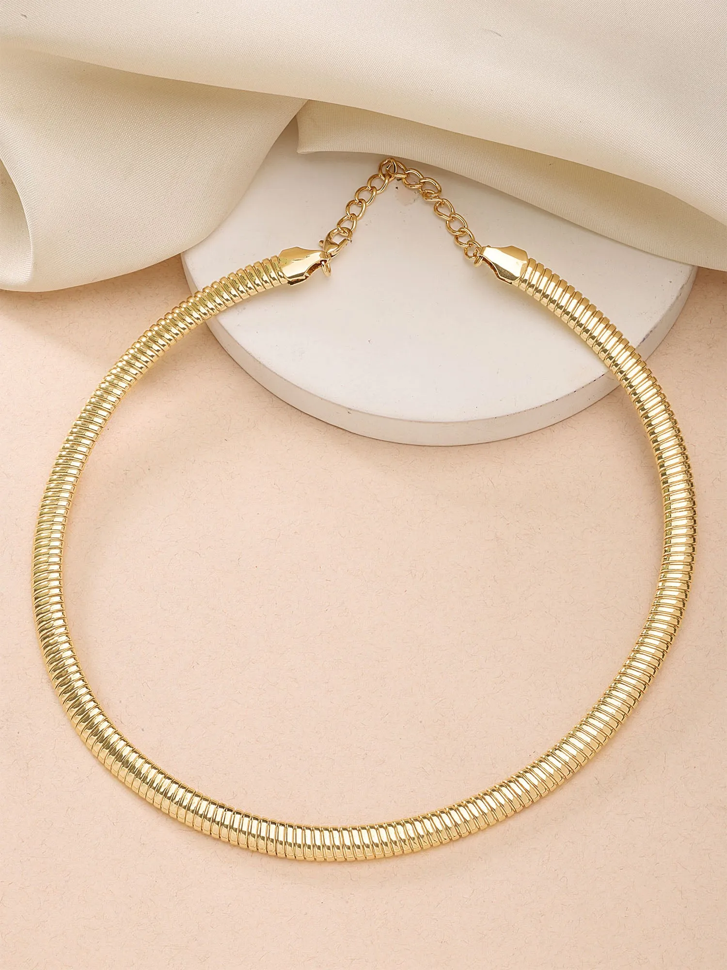 Bohey by KARATCART Gold-Plated Spiral Choker Chain Necklace for Women
