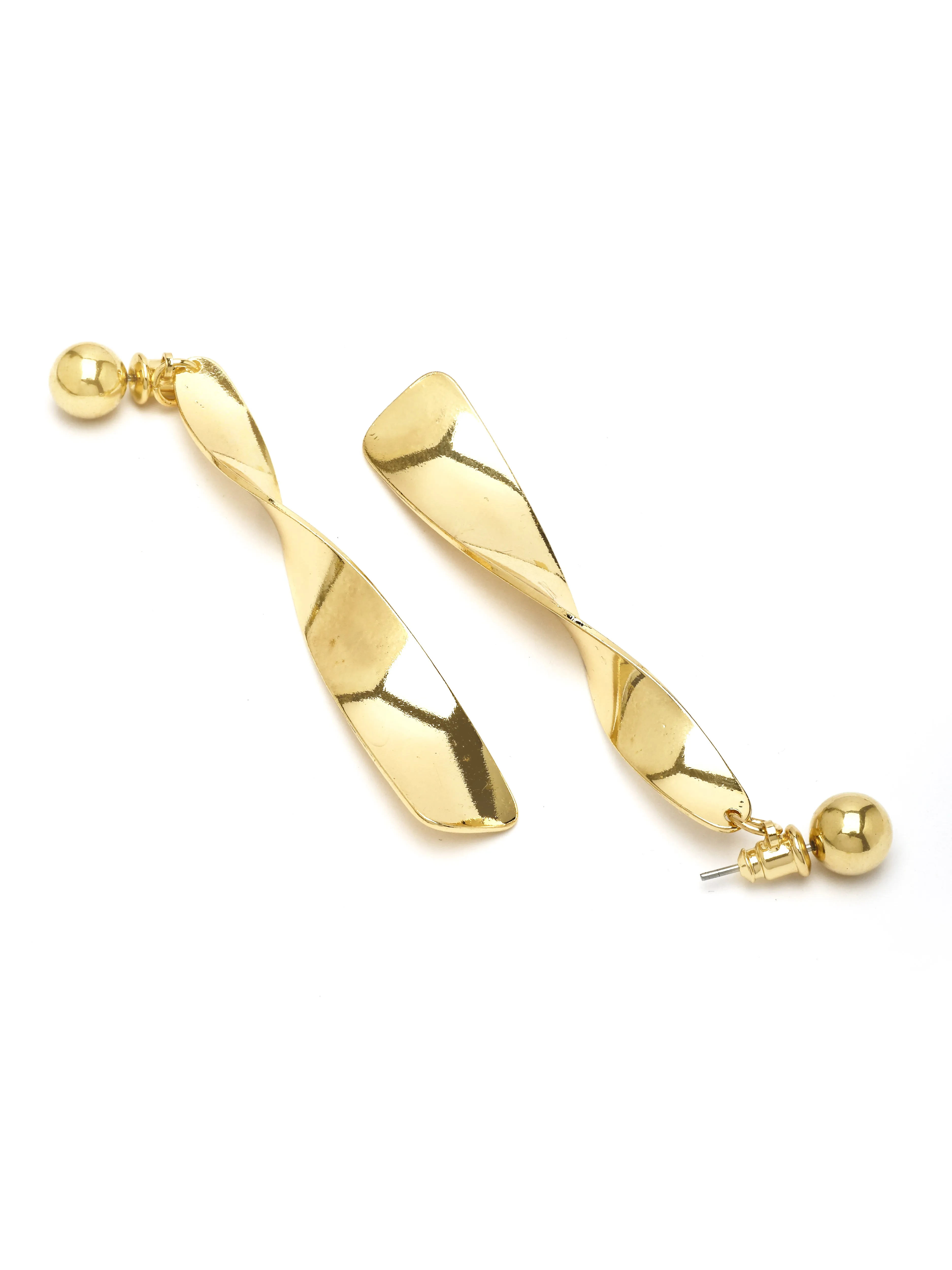 Bohey by KARATCART Gold Plated Twisted Drop Earrings for Women