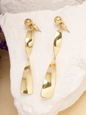 Bohey by KARATCART Gold Plated Twisted Drop Earrings for Women