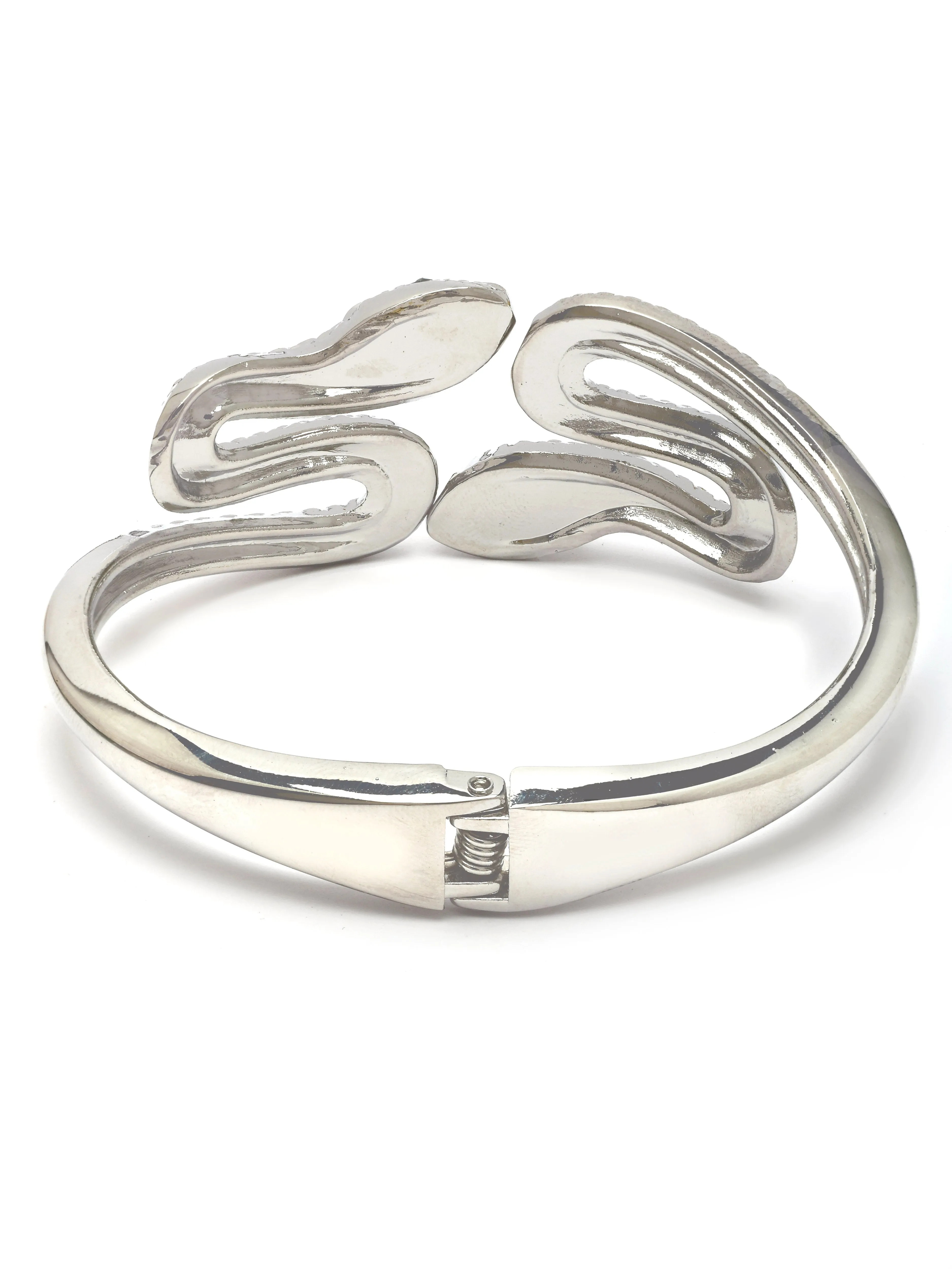 Bohey by KARATCART Silver Plated Snake Design Kada Bracelet for Women