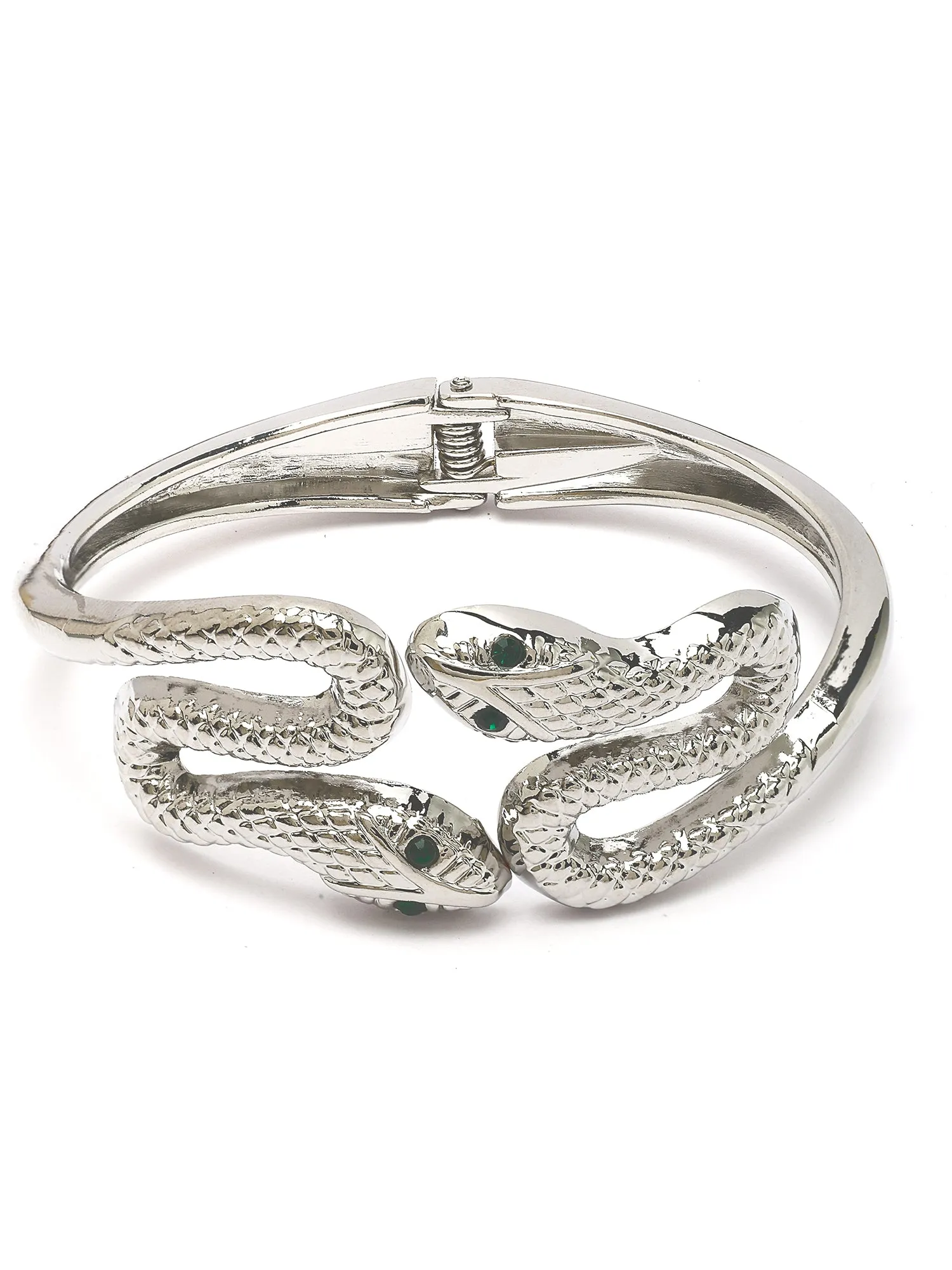 Bohey by KARATCART Silver Plated Snake Design Kada Bracelet for Women