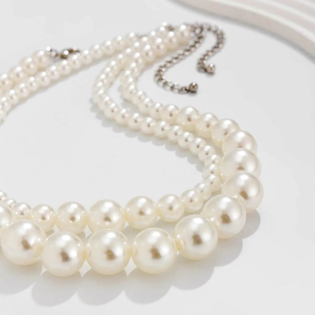 Boho Chunky 2 Pieces Pearl Chain Necklace Set