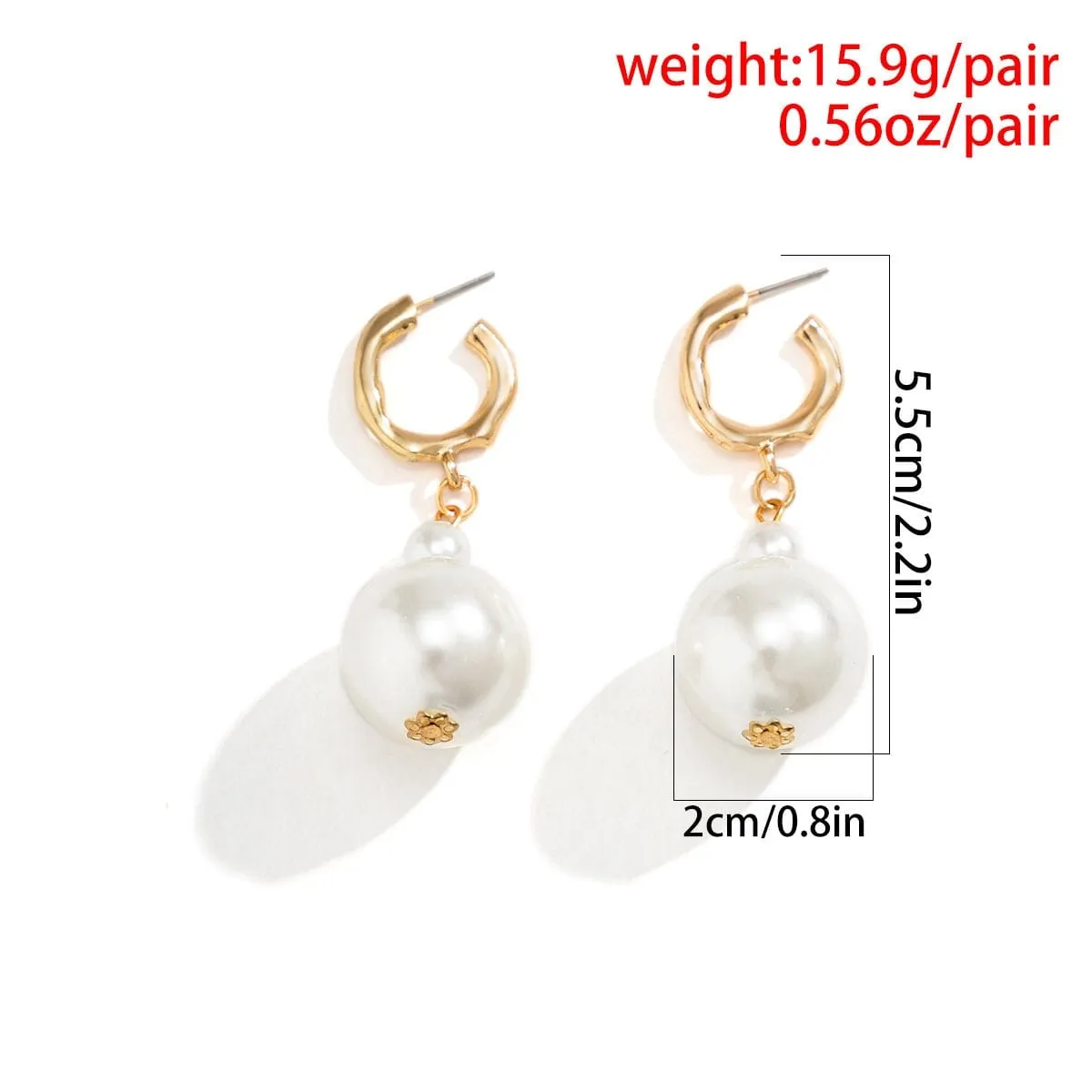 Boho Chunky Pearl Huggie Hoop Dangle Earrings
