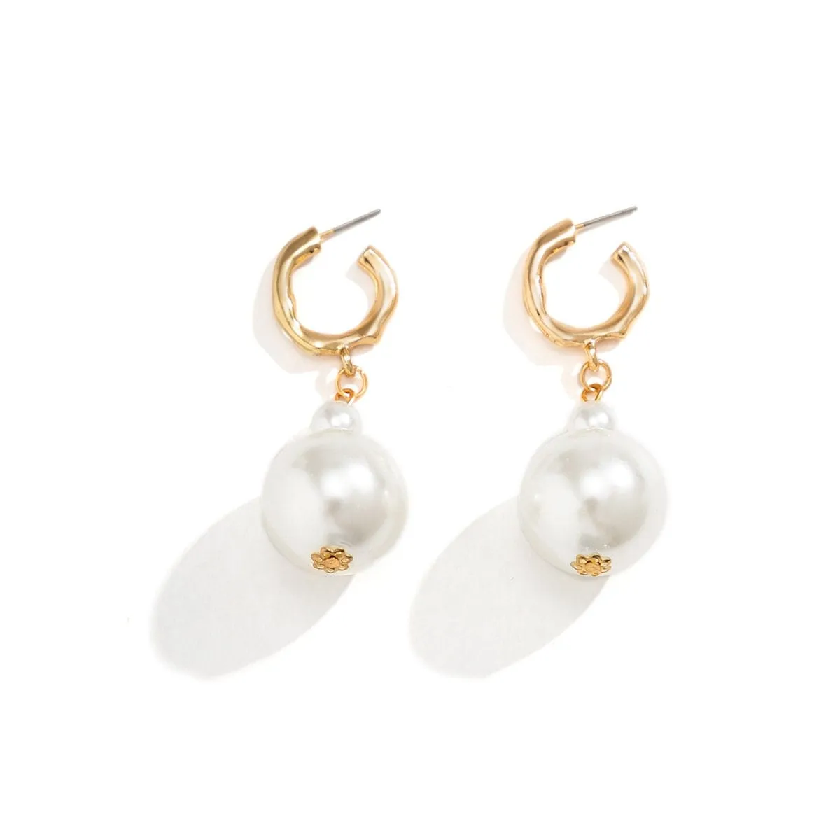 Boho Chunky Pearl Huggie Hoop Dangle Earrings