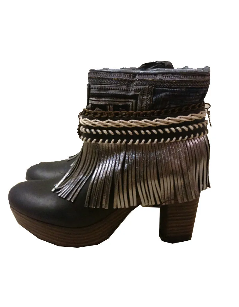Boho Custom Made High Heel Boots - Black