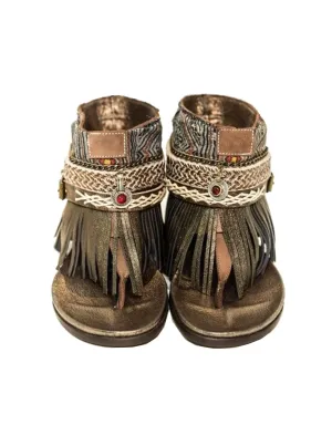 BOHO SANDALS- "Custom made brown fringe sandals"