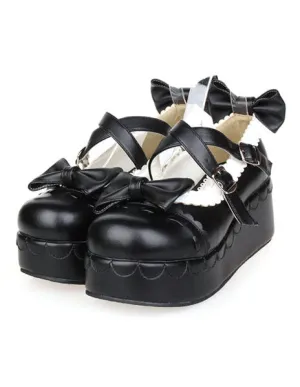Bows Decor Platform Lolita Shoes
