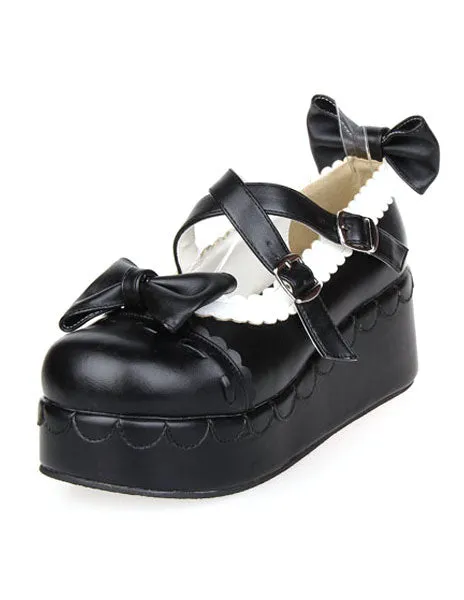 Bows Decor Platform Lolita Shoes