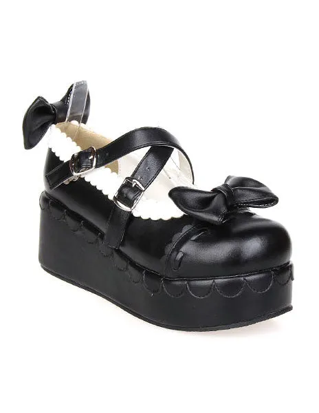 Bows Decor Platform Lolita Shoes
