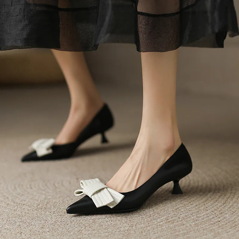 Brea Black Pointed Toe Kitten Heel Pumps