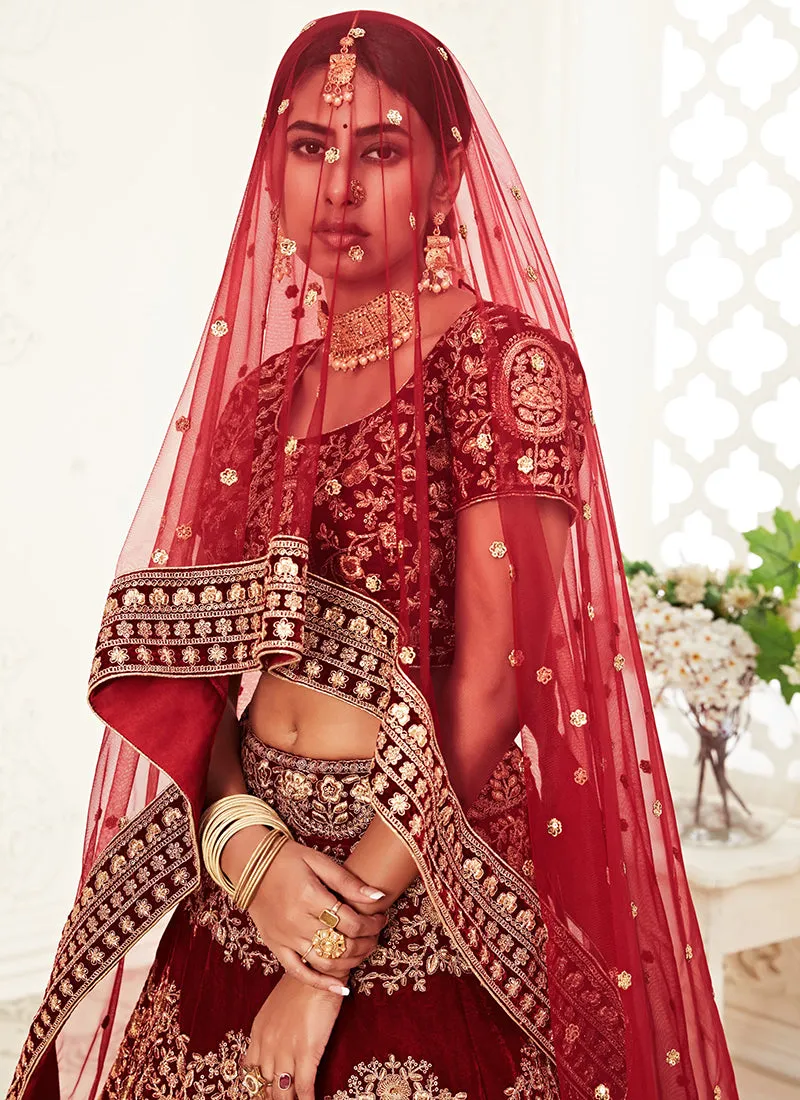 Bridal Red Embroidery Wedding Lehenga Choli