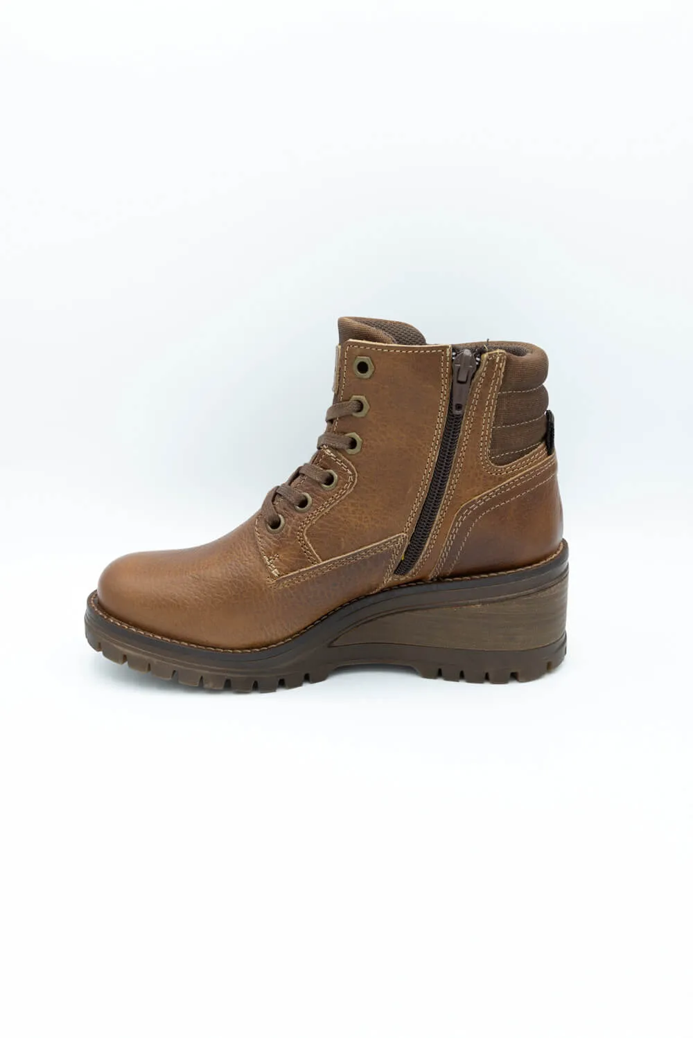 Bullboxer Ankle Wedge Leather Booties for Women in Cognac | 447-M5-0209A-COGNAC