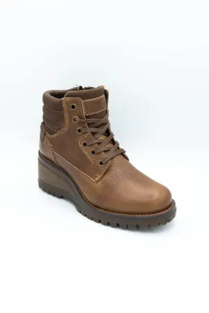 Bullboxer Ankle Wedge Leather Booties for Women in Cognac | 447-M5-0209A-COGNAC