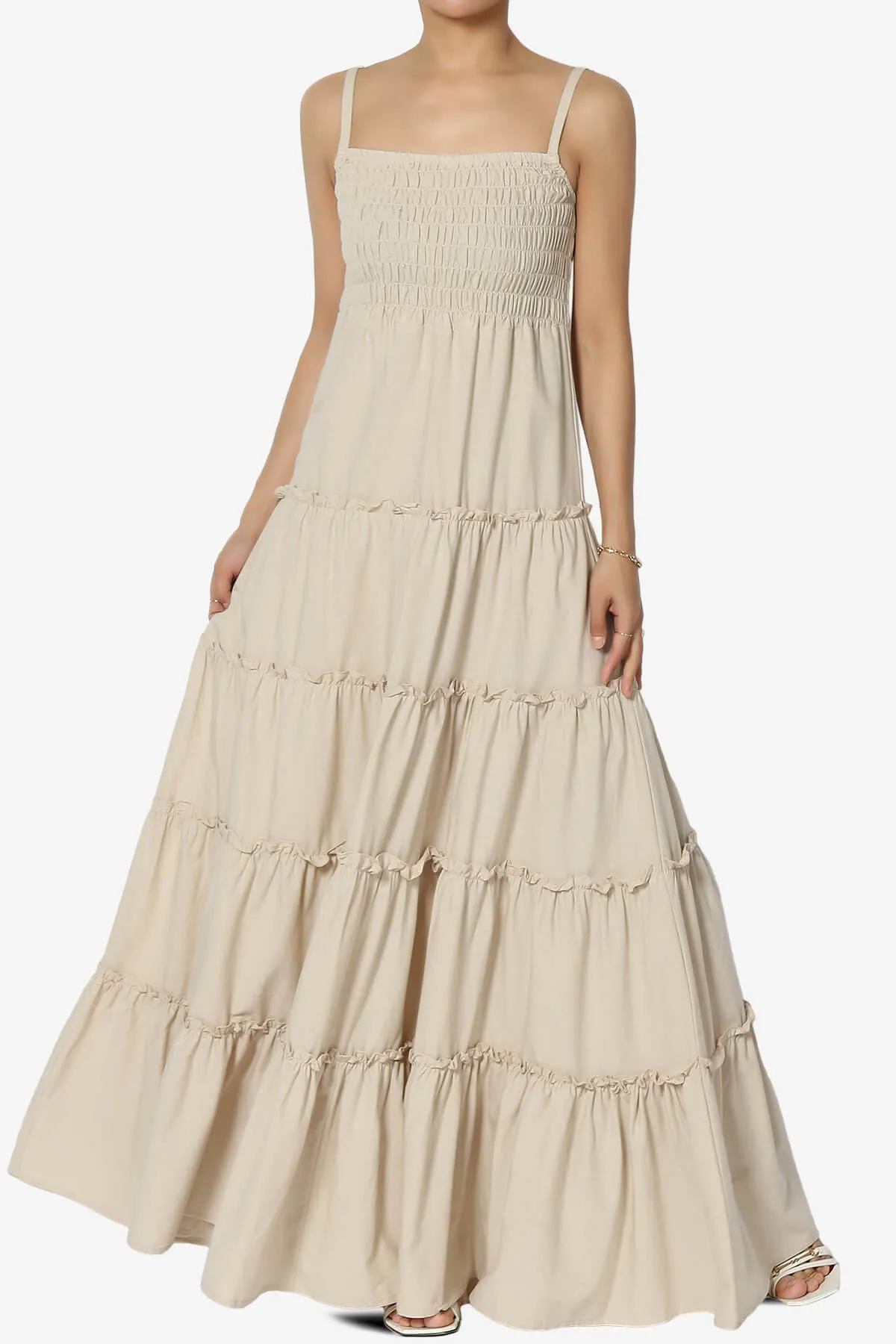 Cassie Smocked Cami Tiered Maxi Dress