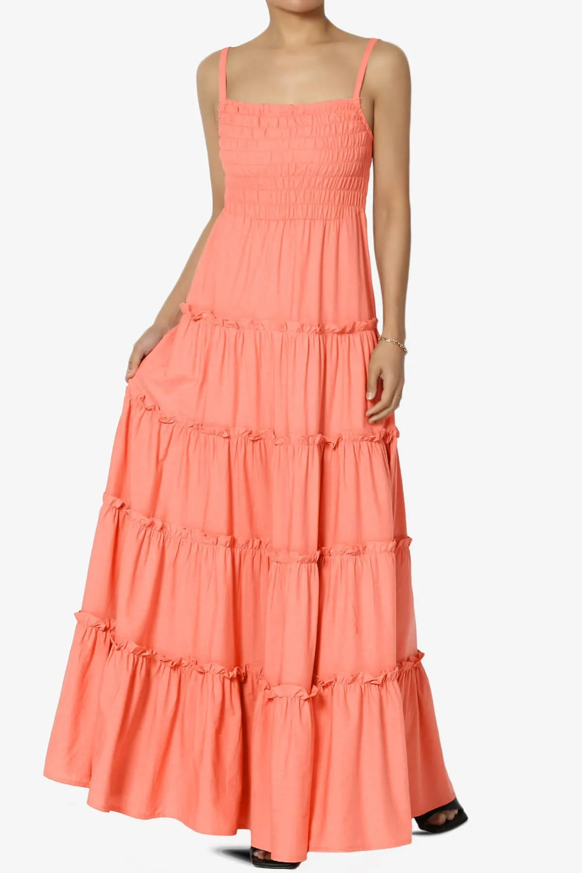 Cassie Smocked Cami Tiered Maxi Dress